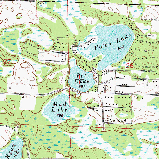 Topographic Map of Pet Lake, MN