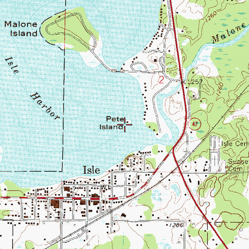 Topographic Map of Pete Island, MN