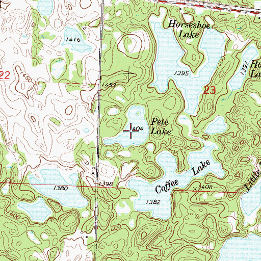 Topographic Map of Pete Lake, MN