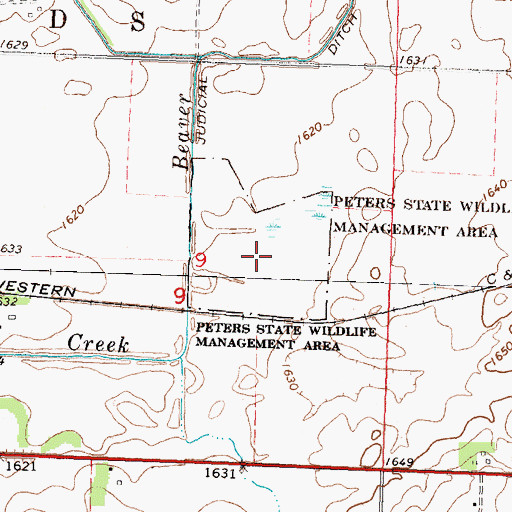 Topographic Map of Peters State Wildlife Management Area, MN