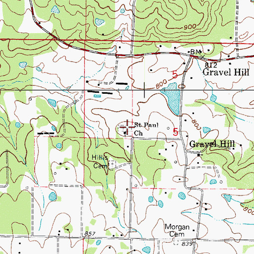 Topographic Map of Saint Paul Cemetery, AR