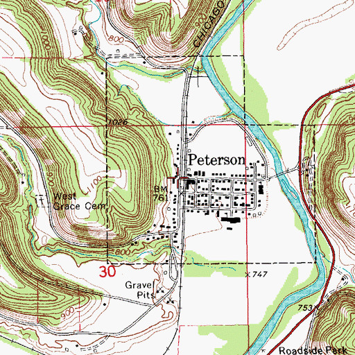Topographic Map of Peterson, MN