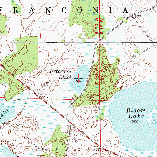 Topographic Map of Peterson Lake, MN