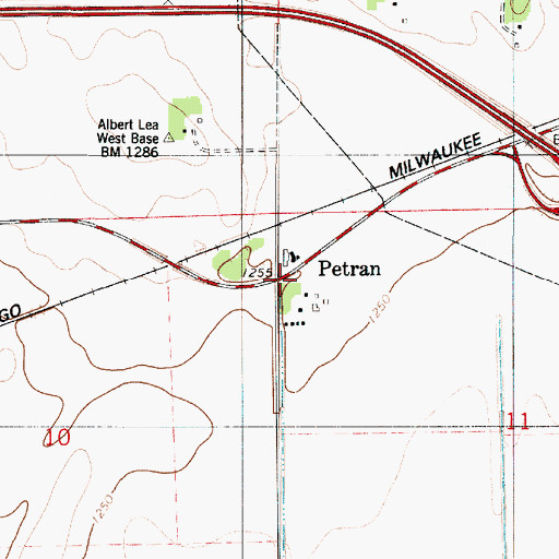 Topographic Map of Petran, MN