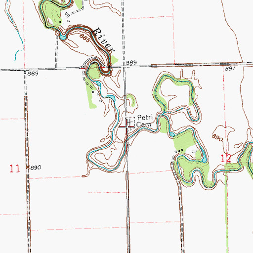 Topographic Map of Petri Cemetery, MN