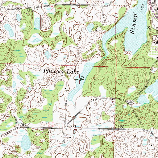 Topographic Map of Pflueger Lake, MN
