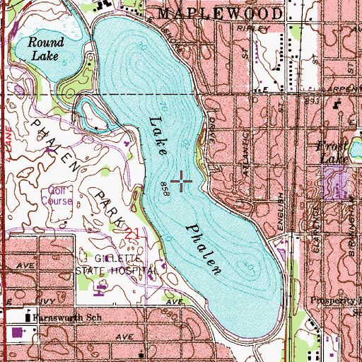 Topographic Map of Lake Phalen, MN