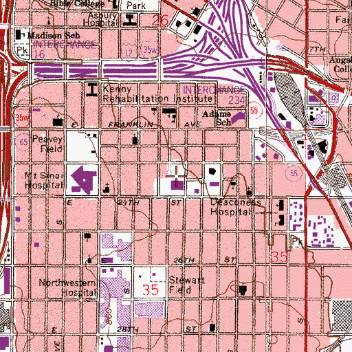 Topographic Map of Phillips Junior High School, MN