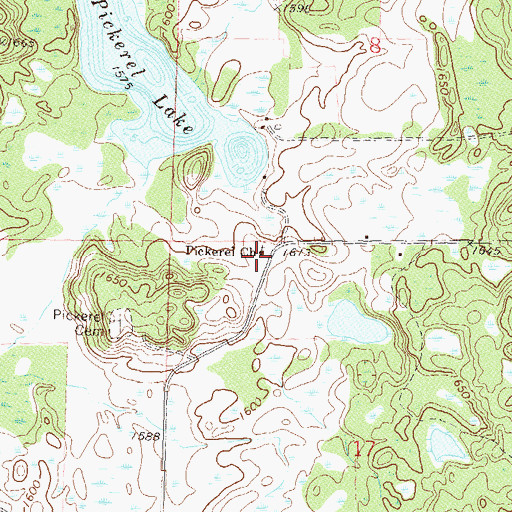 Topographic Map of Pickerel Church, MN