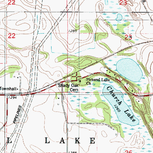 Topographic Map of Pickerel Lake Church, MN