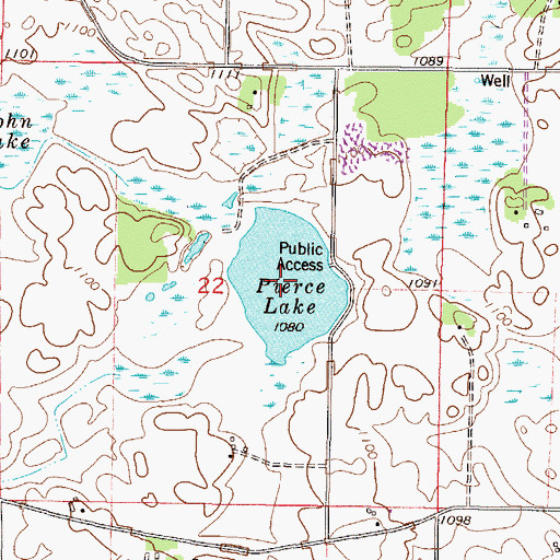Topographic Map of Pierce Lake, MN