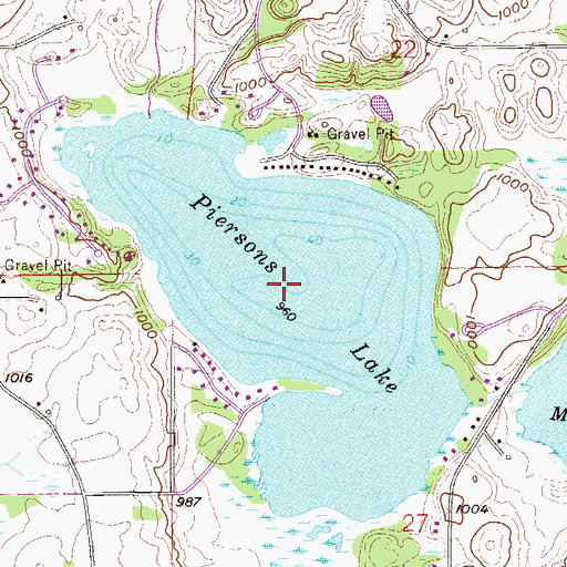 Topographic Map of Piersons Lake, MN
