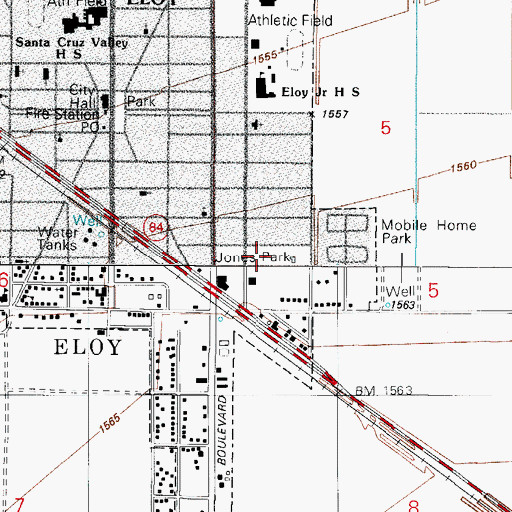 Topographic Map of Jones Park, AZ