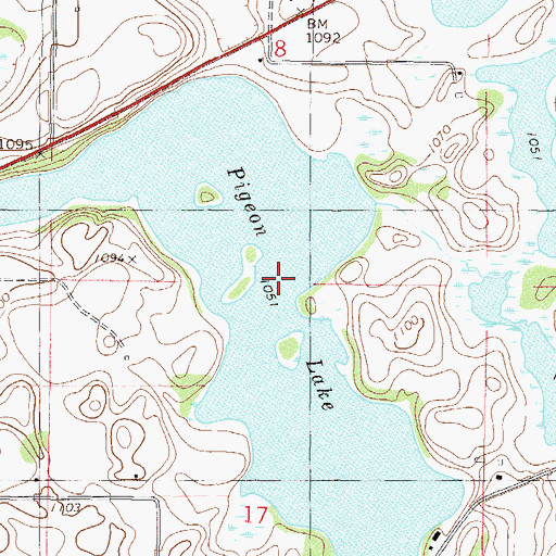 Topographic Map of Pigeon Lake, MN