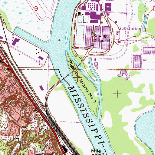 Topographic Map of Pigs Eye Island Number One, MN