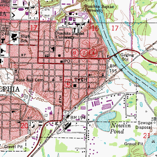 Topographic Map of Clark County Courthouse, AR