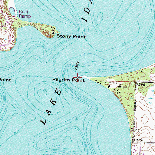 Topographic Map of Pilgrim Point, MN