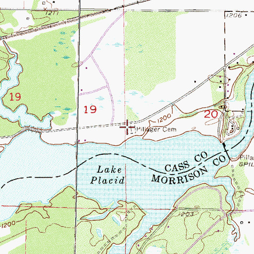 Topographic Map of Pillager Cemetery, MN