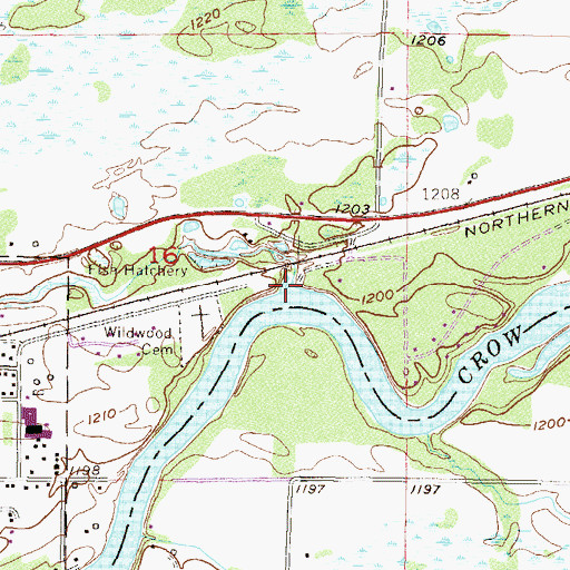 Topographic Map of Pillager Creek, MN