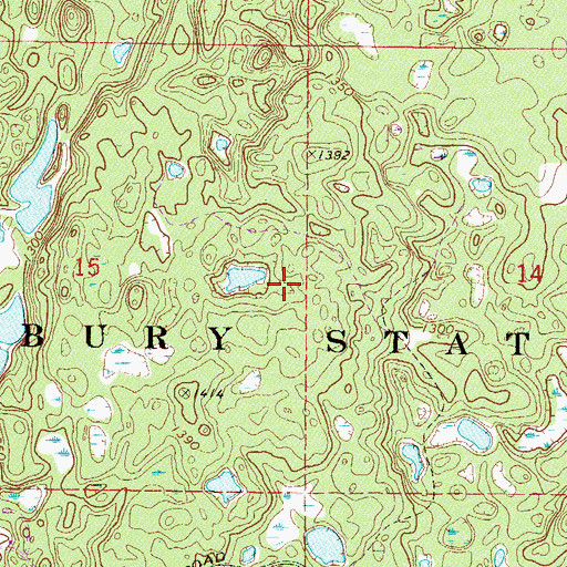 Topographic Map of Pillsbury State Forest, MN