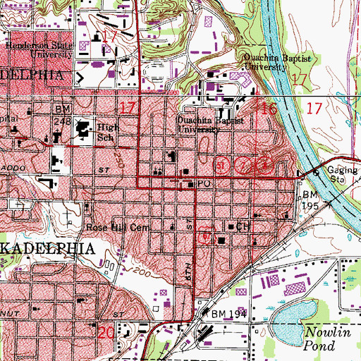 Topographic Map of Clark County Library, AR