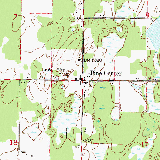 Topographic Map of Pine Center, MN