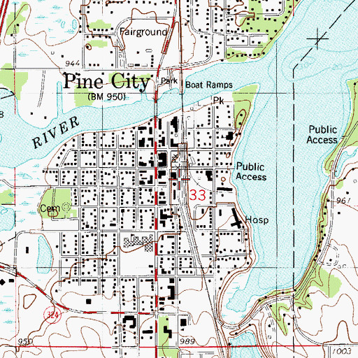 Topographic Map of Pine City, MN