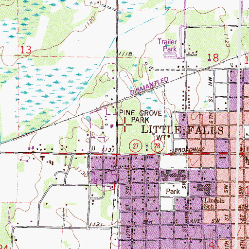 Topographic Map of Pine Grove Park, MN