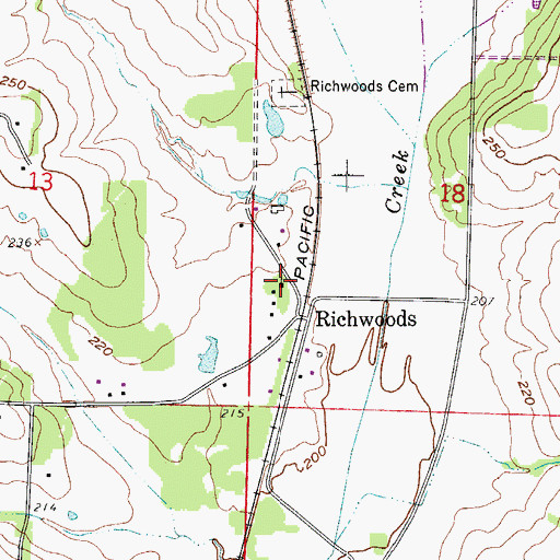 Topographic Map of Richwoods Baptist Church, AR