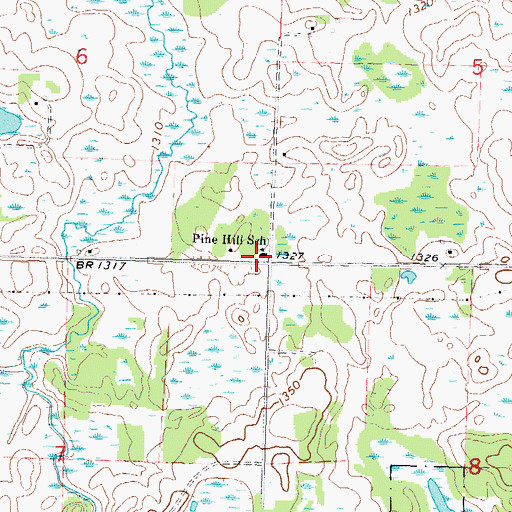 Topographic Map of Pine Hill School, MN