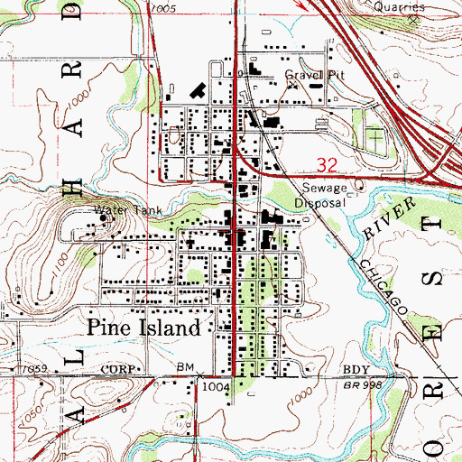 Topographic Map of Pine Island, MN