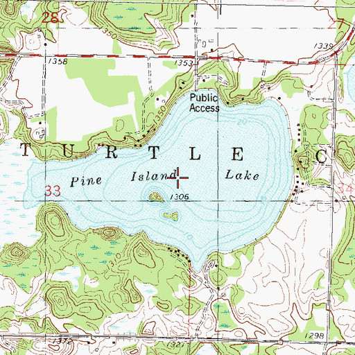 Topographic Map of Pine Island Lake, MN
