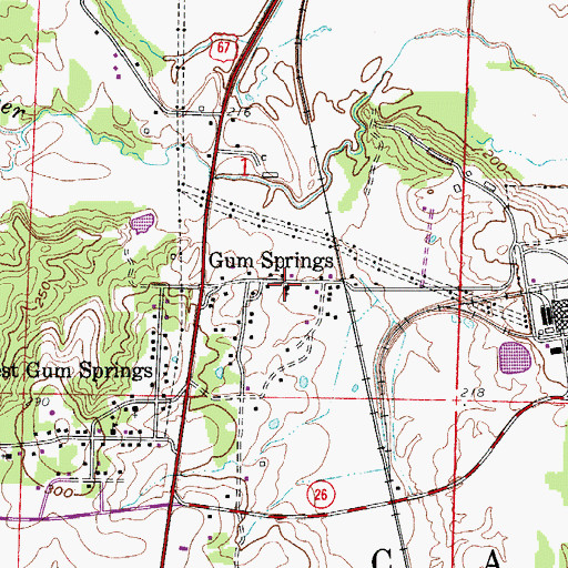 Topographic Map of Gum Springs Baptist Church, AR