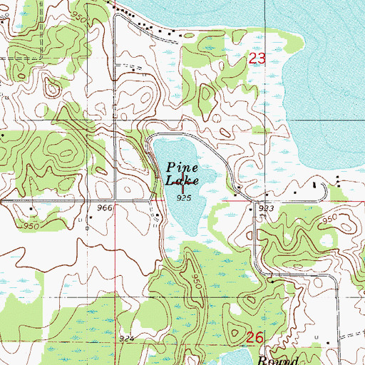 Topographic Map of Pine Lake, MN