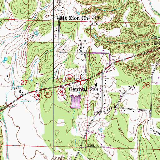 Topographic Map of Central, AR