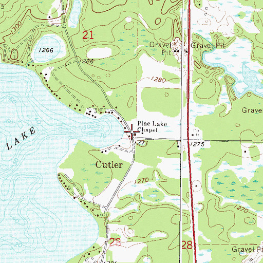 Topographic Map of Pine Lake Chapel, MN