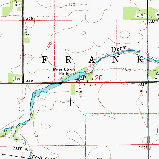 Topographic Map of Pine Lawn Park, MN