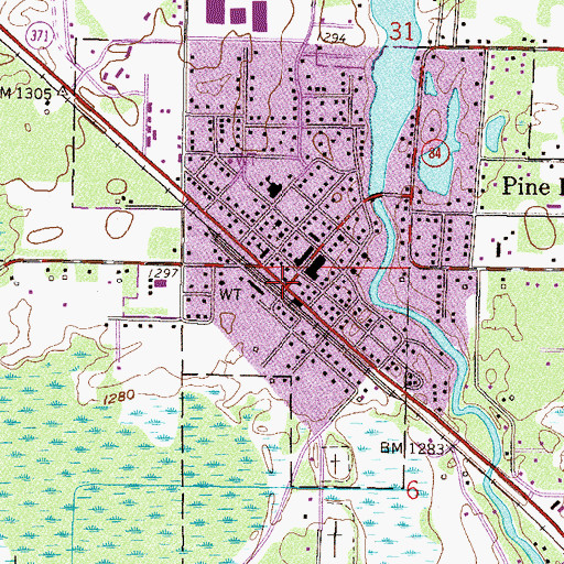 Topographic Map of Pine River, MN