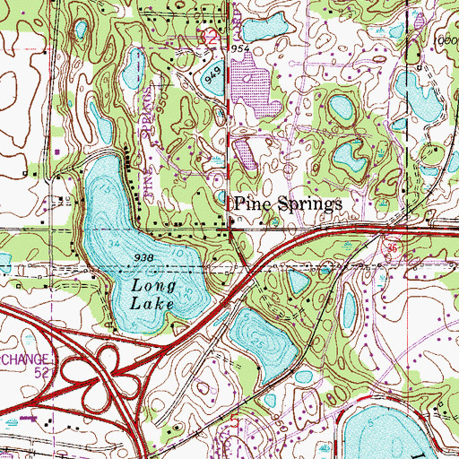Topographic Map of Pine Springs, MN
