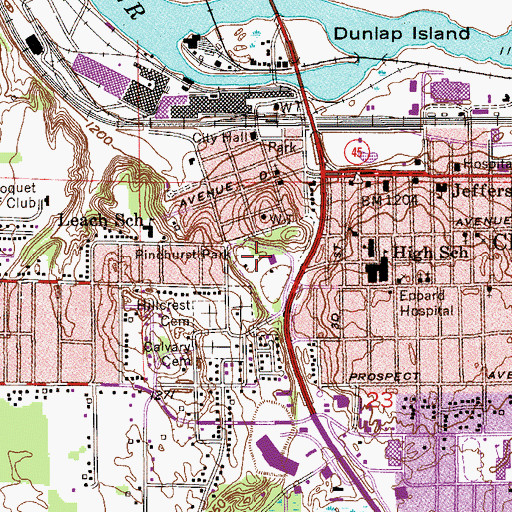 Topographic Map of Pinehurst Park, MN