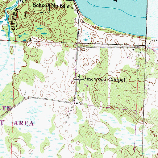 Topographic Map of Pinewood Chapel, MN