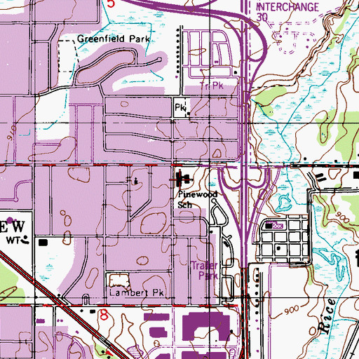 Topographic Map of Pinewood Elementary School, MN