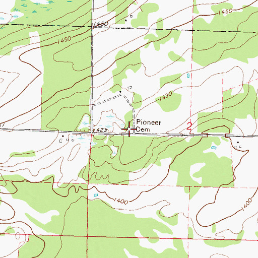 Topographic Map of Pioneer Cemetery, MN