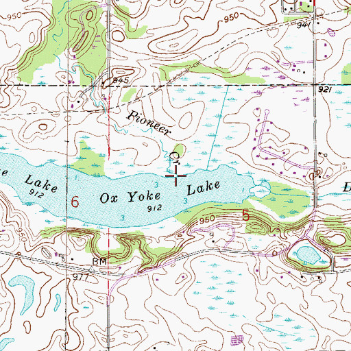 Topographic Map of Pioneer Creek, MN