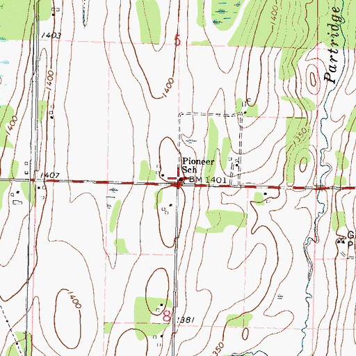 Topographic Map of Pioneer School, MN