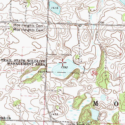 Topographic Map of Pioneer Trail State Wildlife Management Area, MN