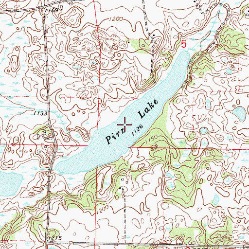 Topographic Map of Pirz Lake, MN