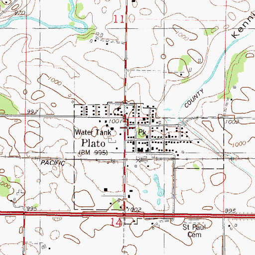 Topographic Map of Plato, MN