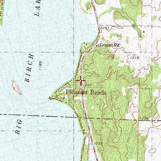 Topographic Map of Pleasant Beach, MN