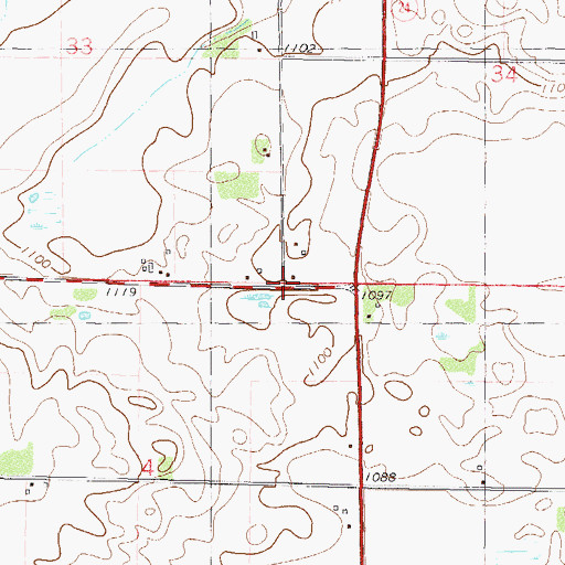 Topographic Map of Pleasant Grove School, MN